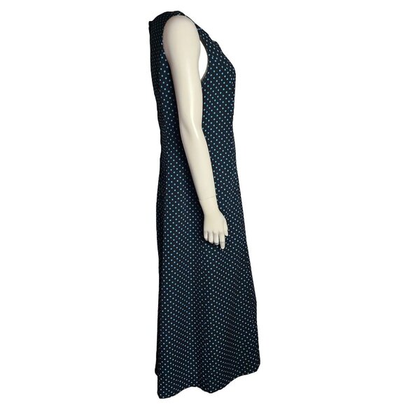 Studio I Dress Womens Size 10 Black Blue Polka Dot Sleeveless Zip Back Pencil - Picture 4 of 7